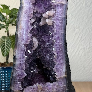 Amethyst Cathedral Geode 19.7" – Sugary Calcite Formation Large Points Brazil Crystal – Collector