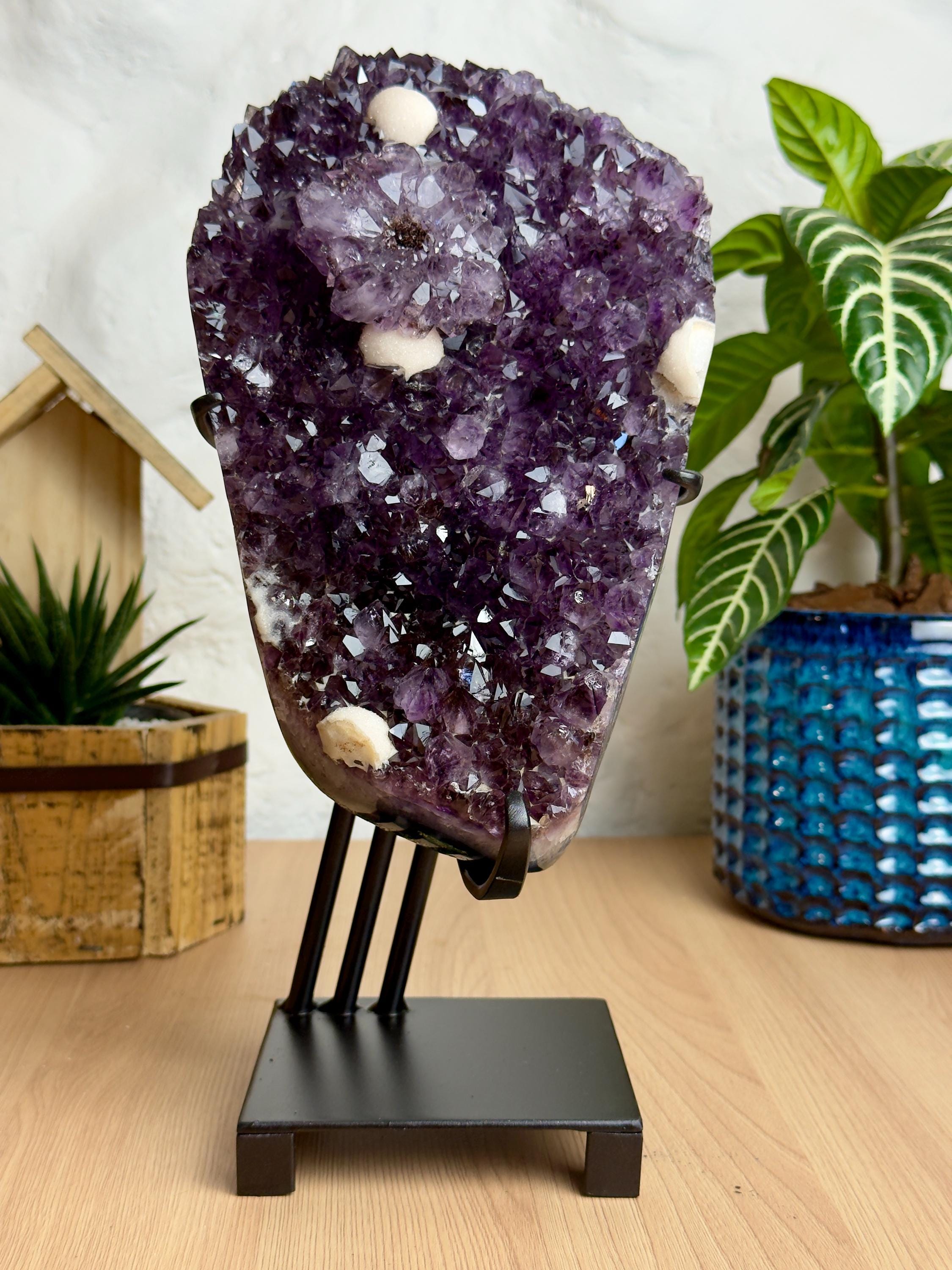 Amethyst Geode With Flower Formation, Calcite Spheres & Rutile ...