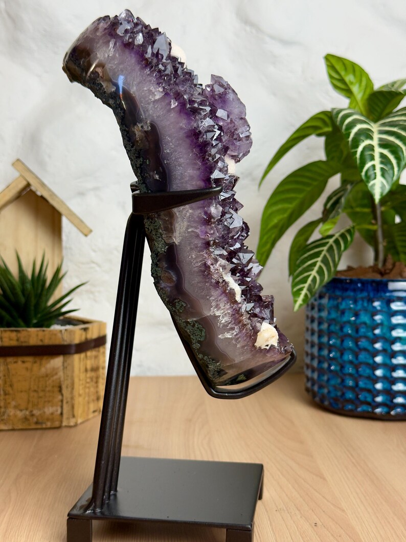 Amethyst Geode With Flower Formation, Calcite Spheres & Rutile ...