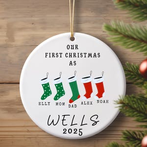 Family Of Three Christmas Ornament, Custom New Family Ornament, Baby&#39;s First Christmas Ornament, Personalized Family Ornament