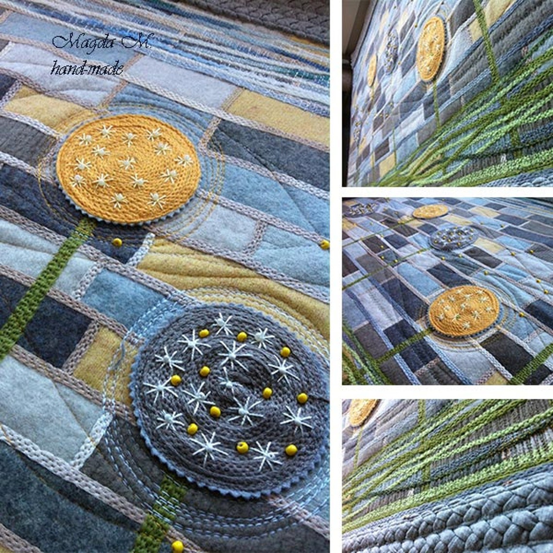 Woolen Quilt Artdandelionfiber Art Wall Hangings Etsy
