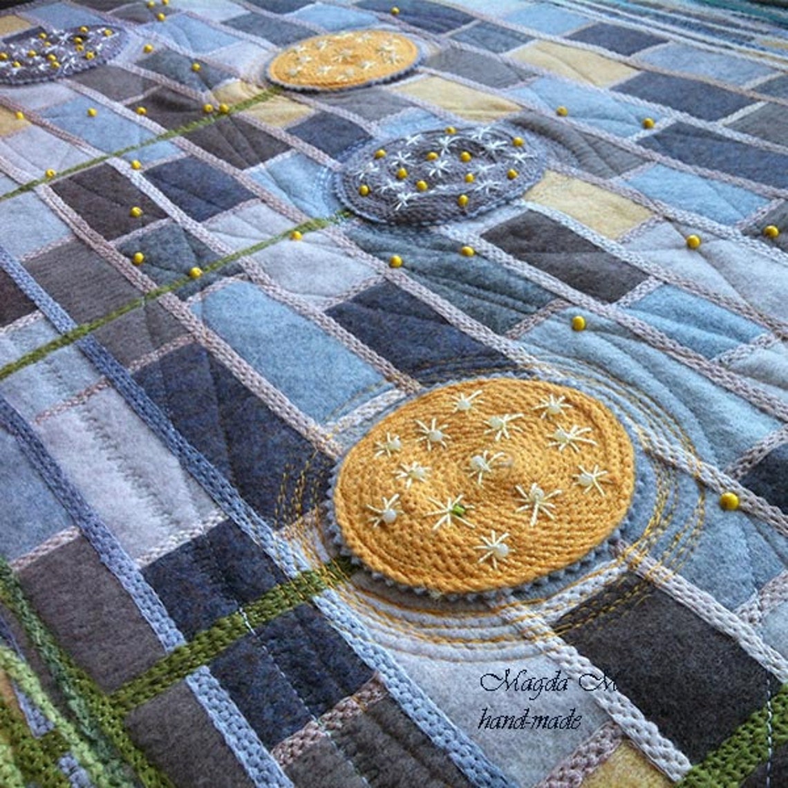 Woolen Quilt Artdandelionfiber Art Wall Hangings Etsy