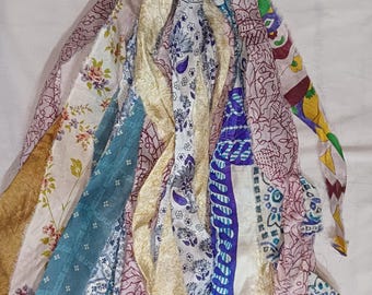 42 Yards Recycled Pure Silk Sari Ribbon Yarn – 42 Strips (1 Yard Each) – Dull Colors for Journals, Crafts, Scrapbooking, DIY