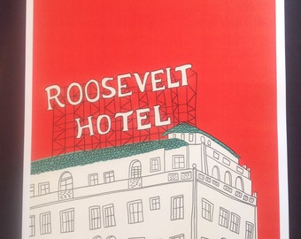 Roosevelt Hotel print red