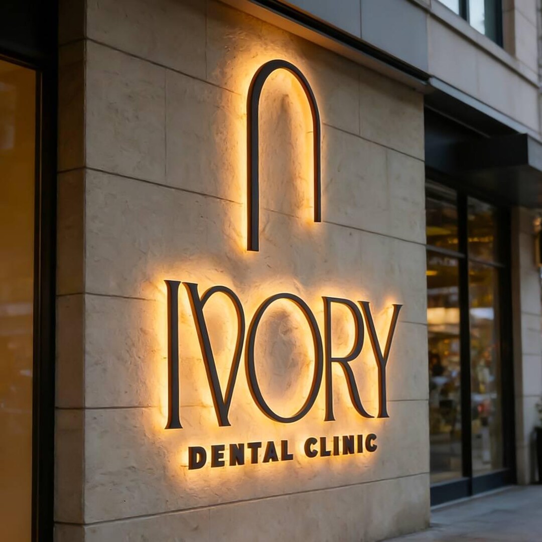 Custom 3D LED Backlit Business Sign, Acrylic Illuminated Storefront ...