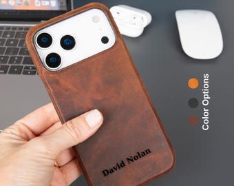 iPhone 17 Pro Leather Case: Full-Grain Slim Phone Cover - Compatible with MagSafe