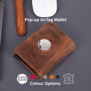 TORONATA Douglas Leather Pop-Up Wallet with AirTag Slot: RFID Blocking