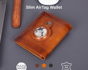 AirTag Brieftasche aus echtem Leder | TORONATA Glendo | Handgefertigte Unisex Geldbörse für Männer & Frauen | Apple AirTag-Steckplatz (AirTag nicht enthalten)