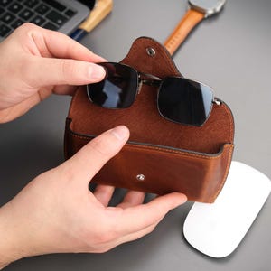 Handmade Full-Grain Leather Eyeglass Case: Suede Lined Sunglasses Protector