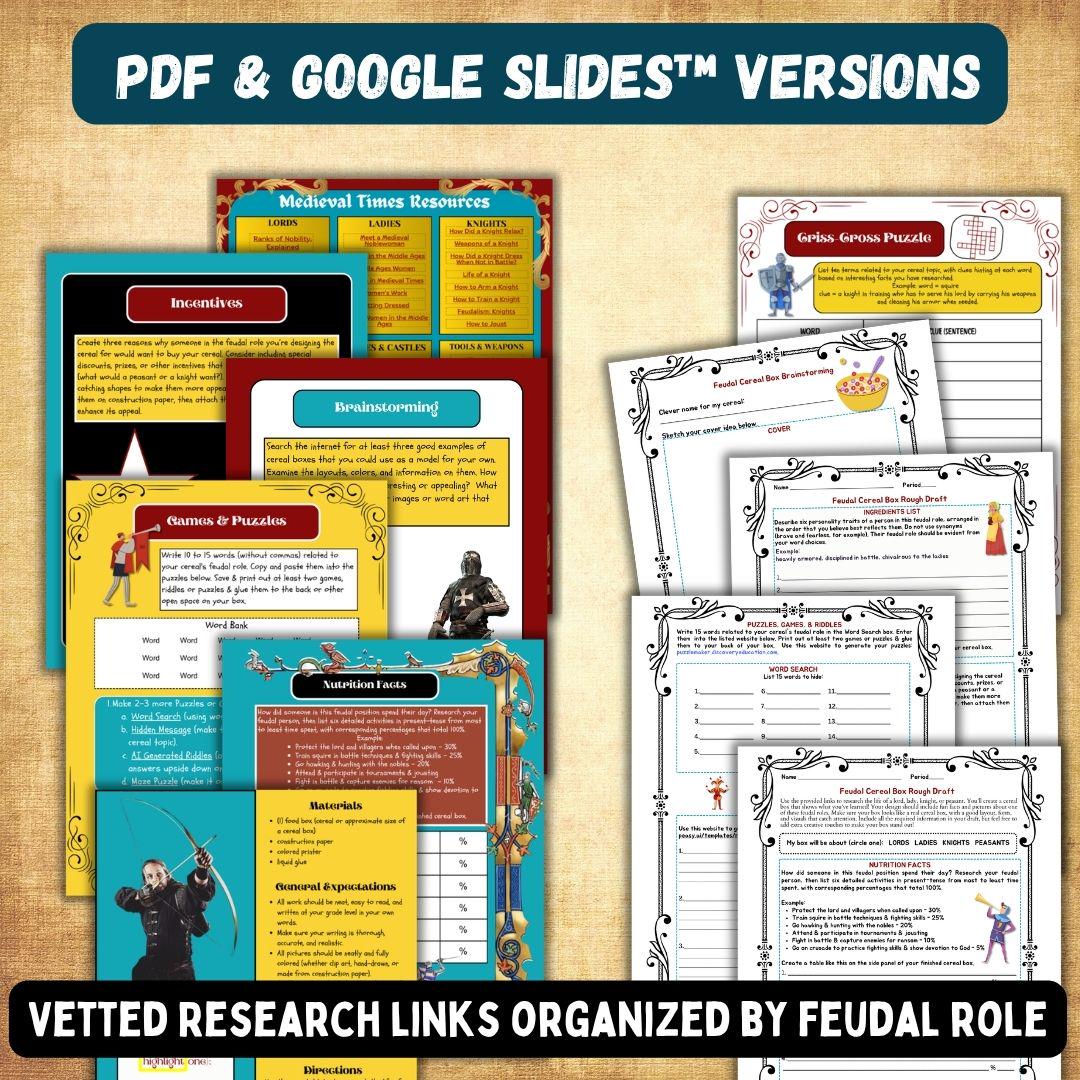 Feudal Flakes: Middle Ages Cereal Box Project | Medieval Social Classes ...