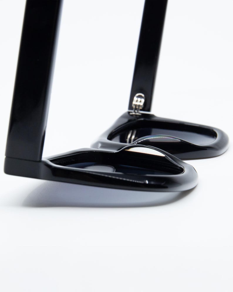 Gafas de sol cuadradas extragrandes negras / Montura de acetato polarizada UV400 / Gafas de sol para mujer / Solairo 2210 Lentes negras/gris degradado imagen 4