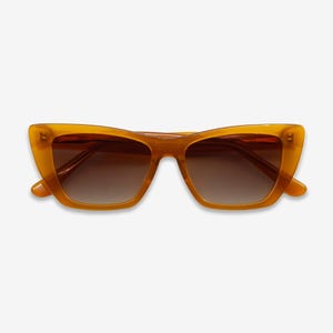 Crystal Brown Cat Eye Sunglasses | Polarized UV400 Acetate Frame | Sunglasses for women | Solairo 2203 Glossy Brown