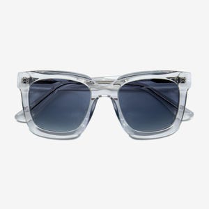 Crystal Oversized Square Sunglasses | Polarized UV400 Acetate Frame | Sunglasses for women | Solairo 2210 Crystal/Smoke Grey