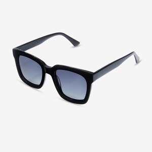 Gafas de sol cuadradas extragrandes negras / Montura de acetato polarizada UV400 / Gafas de sol para mujer / Solairo 2210 Lentes negras/gris degradado imagen 2