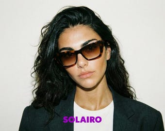 Lunettes De Soleil Femme Design Italien - Monture Noir/marron Tortue - Verres UV400