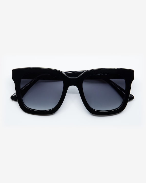 Black Oversized Square Sunglasses | Polarized UV400 Acetate  display picture 2
