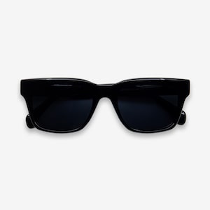Black Square Sunglasses | Polarized UV400 Acetate Frame | Unisex Sunglasses | Bold Style | Solairo 2229 Black/Dark Grey Lenses