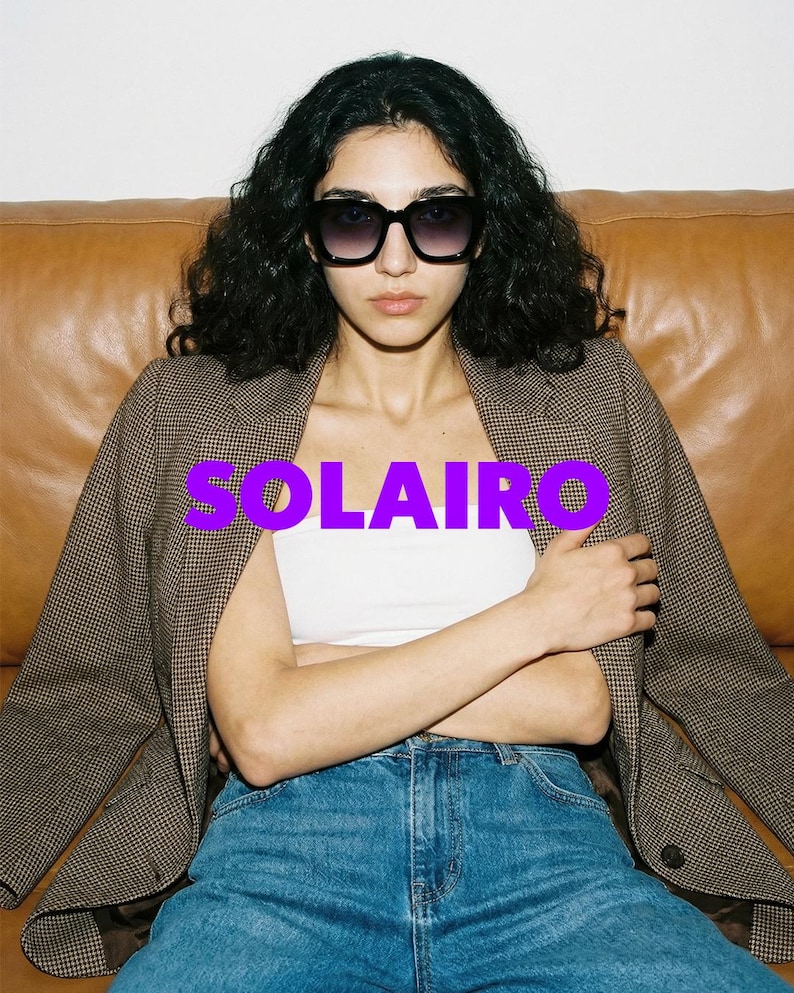 Gafas de sol cuadradas extragrandes negras / Montura de acetato polarizada UV400 / Gafas de sol para mujer / Solairo 2210 Lentes negras/gris degradado imagen 11