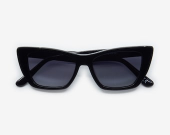 Black Cat Eye Sunglasses | Polarized UV400 Acetate Frame | Sunglasses for women | Solairo 2203 All Black