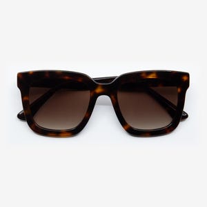 Tortoise Brown Oversized Square Sunglasses | Polarized UV400 Acetate Frame | Sunglasses for women | Solairo 2210 Brown Tortoiseshell/Brown
