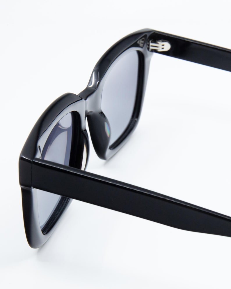 Gafas de sol cuadradas extragrandes negras / Montura de acetato polarizada UV400 / Gafas de sol para mujer / Solairo 2210 Lentes negras/gris degradado imagen 3