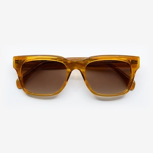 Amber Square Sunglasses | Polarized UV400 Acetate Frame | Unisex Sunglasses | Bold Style | Solairo 2229 Yellow