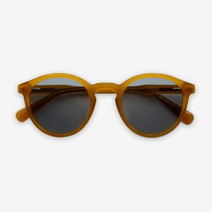 Amber Round Sunglasses | Polarized UV400 Acetate Frame | Unisex Sunglasses | Solairo 603 Matte Amber/Smoke Grey Lenses