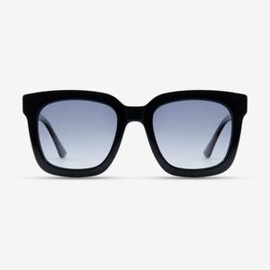 Gafas de sol cuadradas extragrandes negras / Montura de acetato polarizada UV400 / Gafas de sol para mujer / Solairo 2210 Lentes negras/gris degradado imagen 5