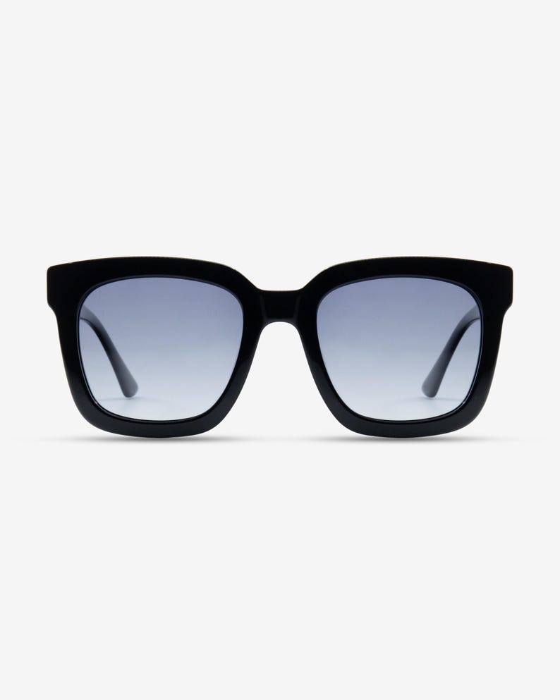 Gafas de sol cuadradas extragrandes negras / Montura de acetato polarizada UV400 / Gafas de sol para mujer / Solairo 2210 Lentes negras/gris degradado imagen 5