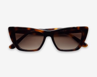 Lunettes de soleil oeil de chat marron écaille | Monture polarisée UV400 en acétate | Lunettes de soleil pour femmes | Solairo 2203 marron écaille/verres marron