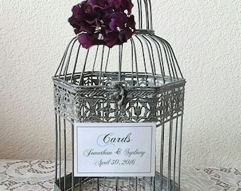 Medium Grey Birdcage -Wedding Card Holder