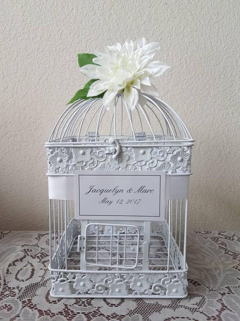Large White Bird Cage Wedding Card Holder Etsy
