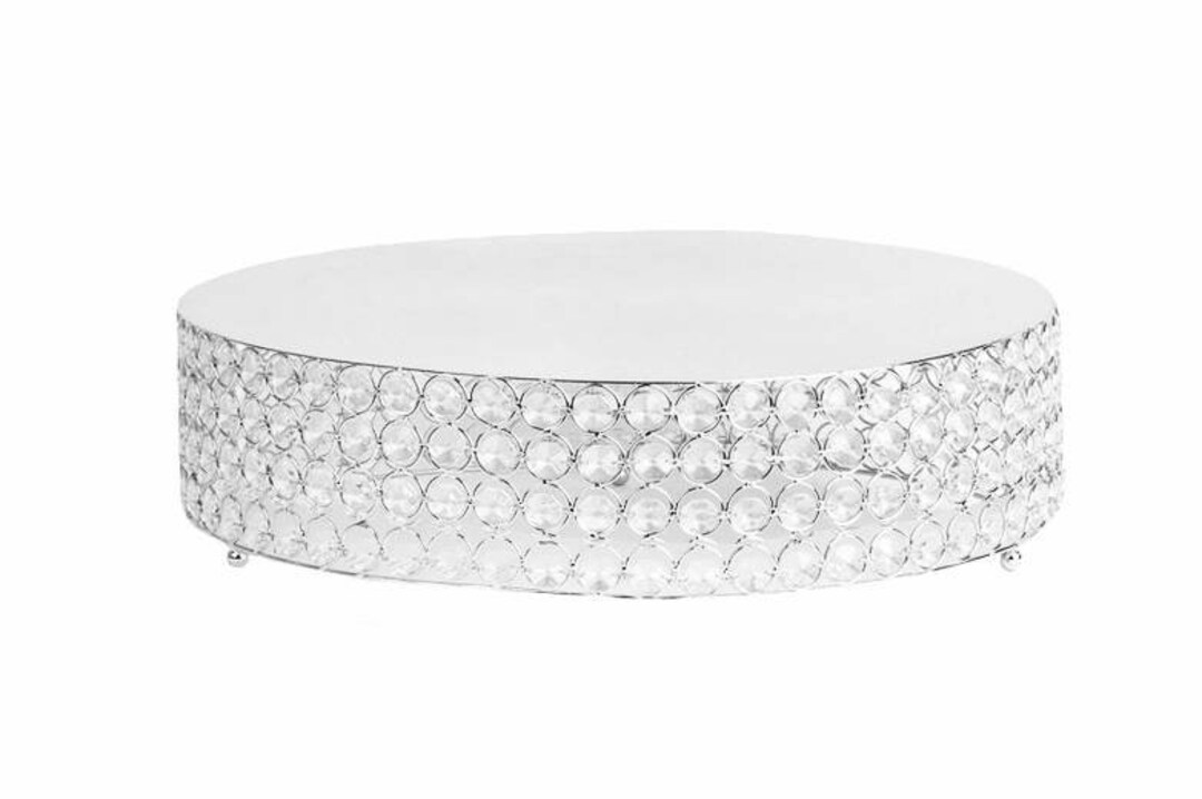 22 Silver Crystal Cake Stand Round Metal Cake Stand Etsy