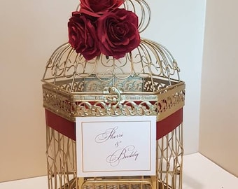 Large Hexagonal Birdcage-Wedding Card Holder