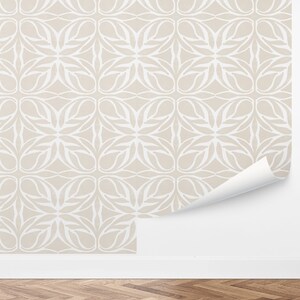 Custom Geometric Peel and Stick Wallpaper, Removable Wallpaper - Mirrored Flowers Wallpaper by Love vs. Design