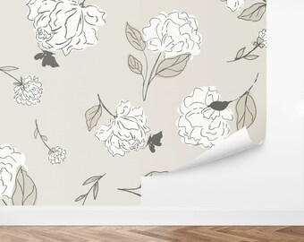 Custom Floral Peel and Stick Wallpaper, Removable Wallpaper - Rustic Florals Wallpaper by Love vs. Design