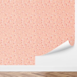 Custom Tropical Peel and Stick Wallpaper, Removable Wallpaper - Pink Flamingo Wallpaper by Love vs. Design