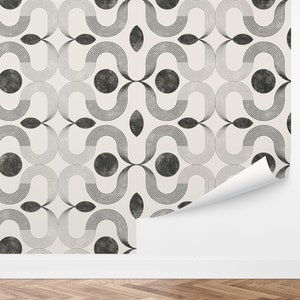 Custom Mid-Century Peel and Stick Wallpaper, Removable Wallpaper - Retro Flow Wallpaper by Love vs. Design
