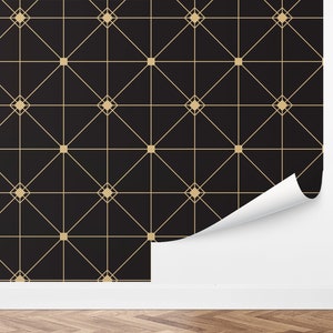 Custom Art Deco Peel and Stick Wallpaper, Removable Wallpaper - Moody Geometric Wallpaper by Love vs. Design