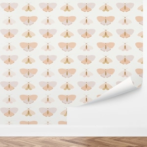 Custom Kids Peel and Stick Wallpaper, Removable Wallpaper - Moths Gallery Wallpaper by Love vs. Design