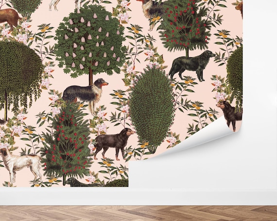 Vintage Pet Peel and Stick Wallpaper, Removable Wallpaper - Vintage Pet Wallpaper by Love vs. Design