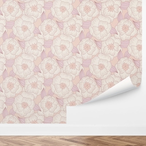 Custom Floral Peel and Stick Wallpaper, Removable Wallpaper - Muscat Flowers Wallpaper by Love vs. Design