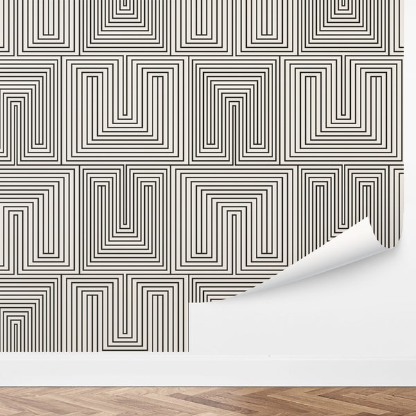 Custom Geometric Peel and Stick Wallpaper, Removable Wallpaper - Geometric Enlace Wallpaper by Love vs. Design