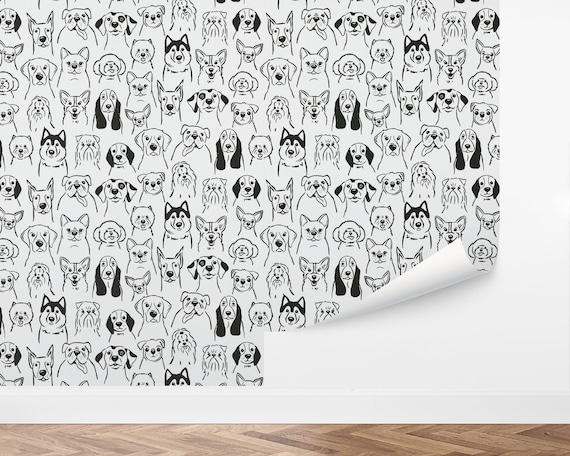 Dog Wallpaper - Removable Wallpaper Puppy Dogs by Love vs. Design