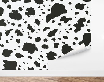 Custom Kids Peel and Stick Wallpaper, Removable Wallpaper - Classic Cow Wallpaper by Love vs. Design