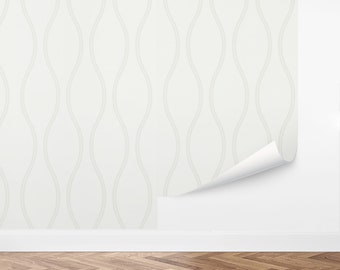 Custom Mid-Century Peel and Stick Wallpaper, Removable Wallpaper - Century Waves by Love vs. Design
