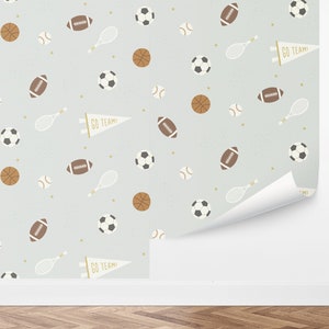 Custom Sports Peel and Stick Wallpaper, Removable Wallpaper - Spry Sports Wallpaper by Love vs. Design