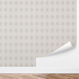 Custom Boho Peel and Stick Wallpaper, Removable Wallpaper - Hatched Diamonds by Love vs. Design