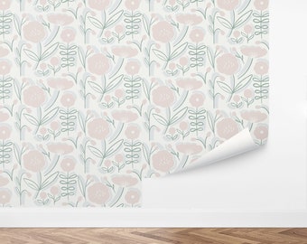 Custom Floral Peel and Stick Wallpaper, Removable Wallpaper - Garden Florals Wallpaper by Love vs. Design
