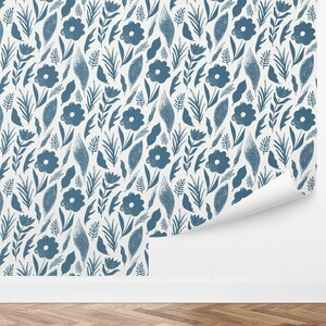 Custom Floral Peel and Stick Wallpaper, Removable Wallpaper - Stamped Florals by Love vs. Design